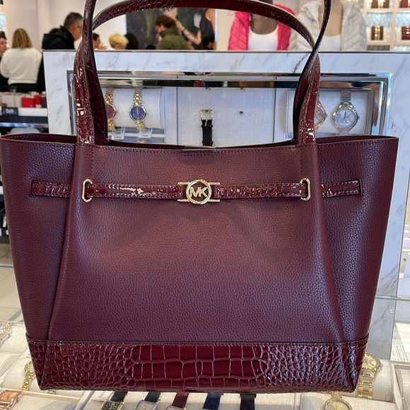 MICHAEL KORS
Reed Large Leather Belted Satchel Shoulder Tote Handbag 
Oxblood - Picture 15 of 16
